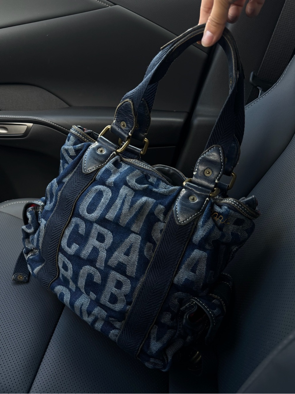 Marc Jacobs Denuncia Navy Denim Logo Shoulder Bag Y2K Archive Handbag